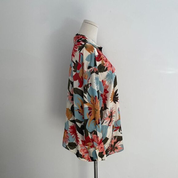 Zara Bold Floral Button Up Blouse  | Multicolor | Womens Size Small - Picture 2 of 4